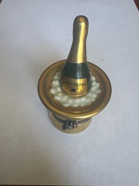 Limoges Gold & Green Champagne Bucket Trinket Box